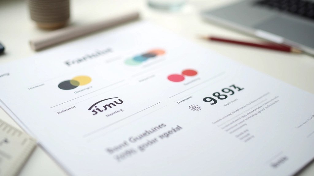 Merkrichtlijnen document met logo variaties, kleurenpalet en typografie richtlijnen