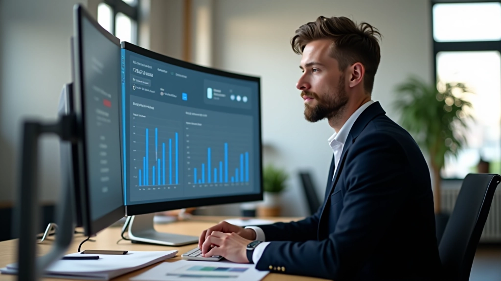 Designer analyseert gebruikersgedrag en conversie-data op monitor