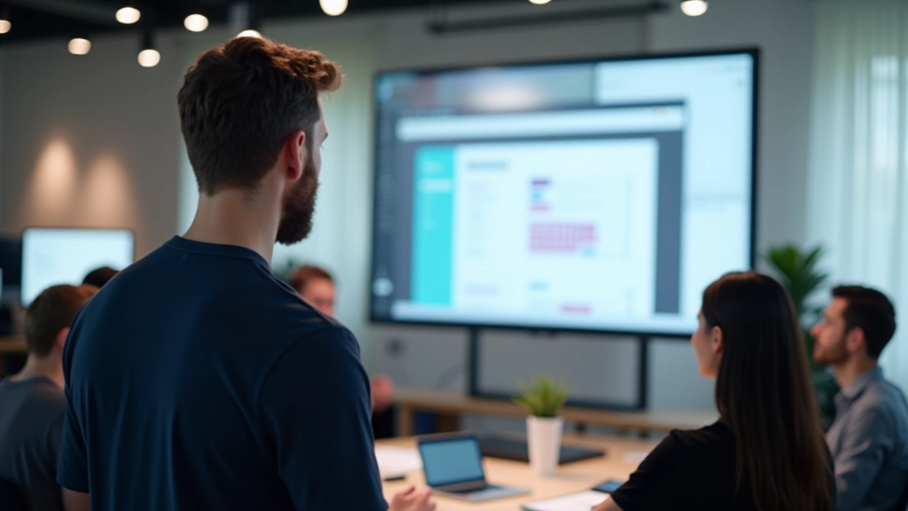 Merkrichtlijnen presentatie op monitor met designteam